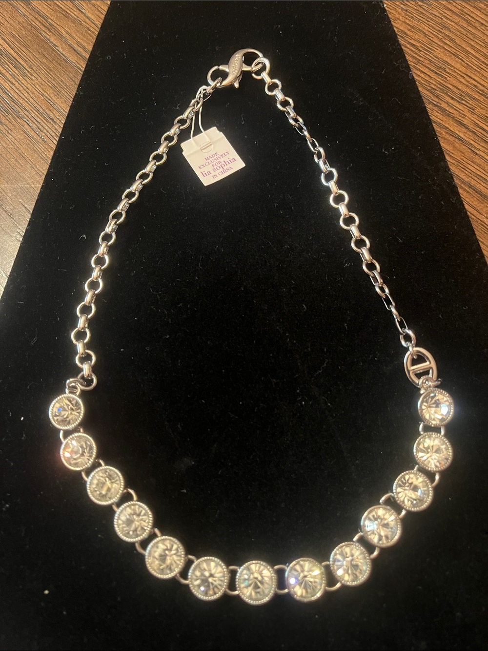 Silver Crystal Disc Necklace — Elegant Sparkle by Lia Sophia